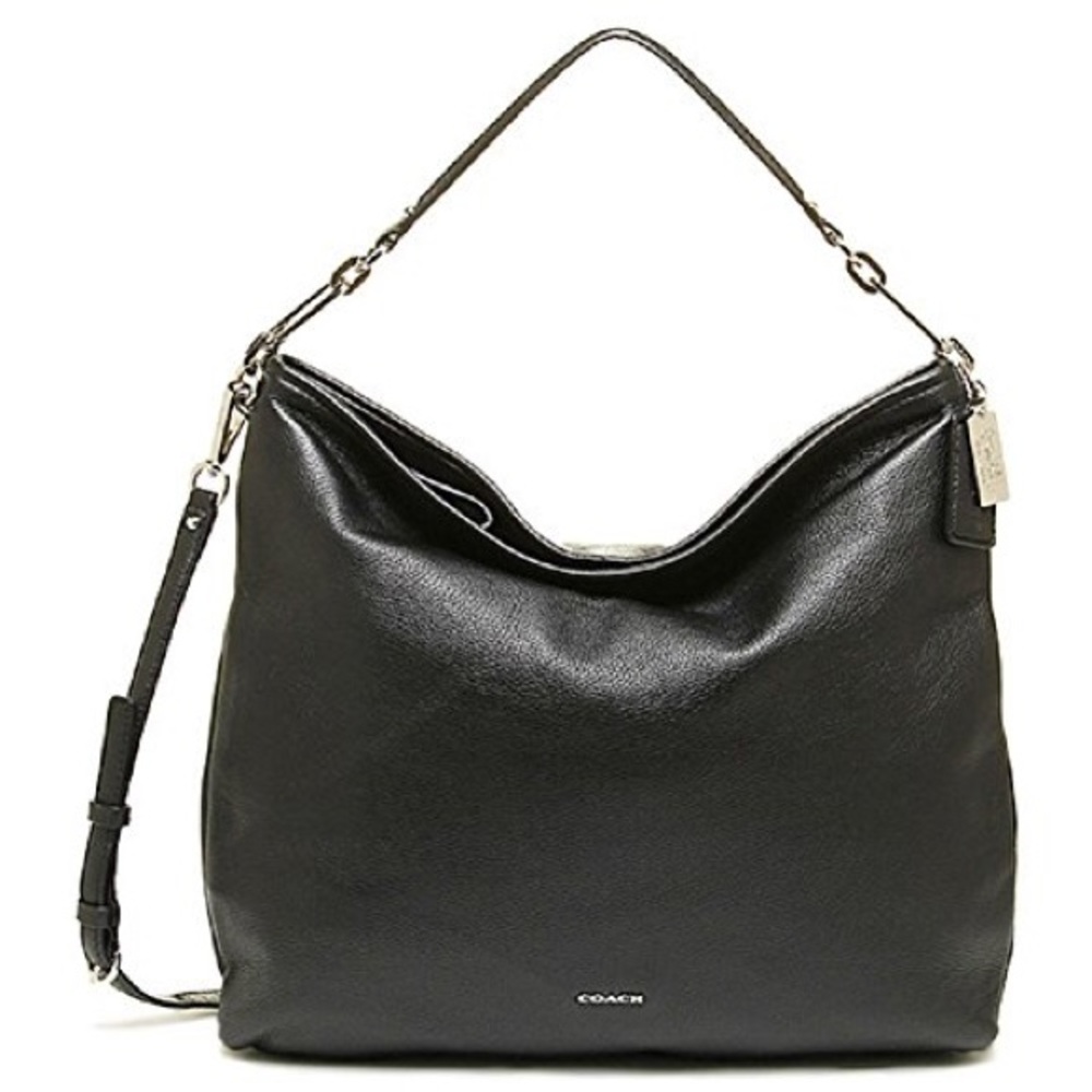 COACH Madison Leather Hobo Silver Black 27858